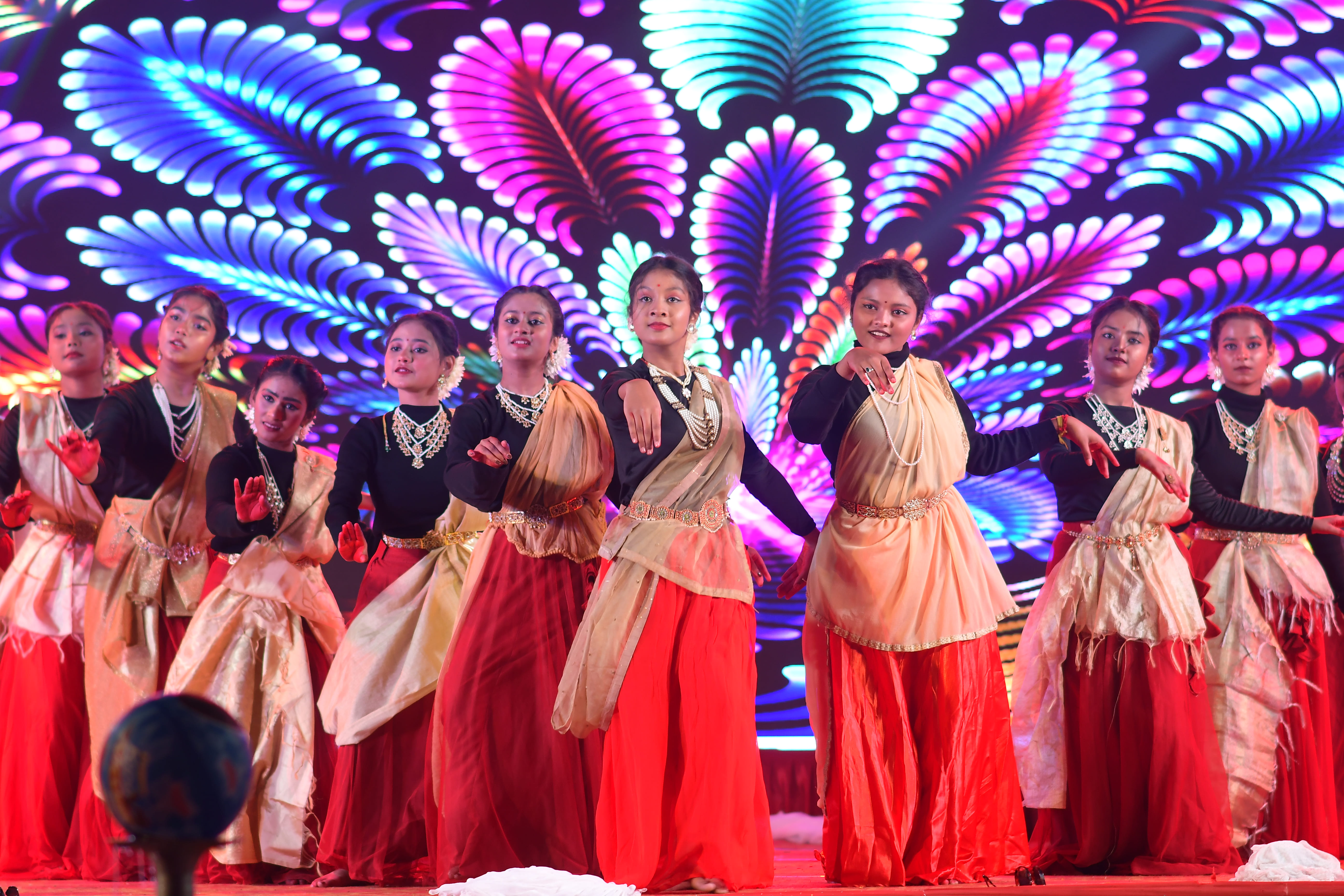 Students presenting a colourful Annual Day performance